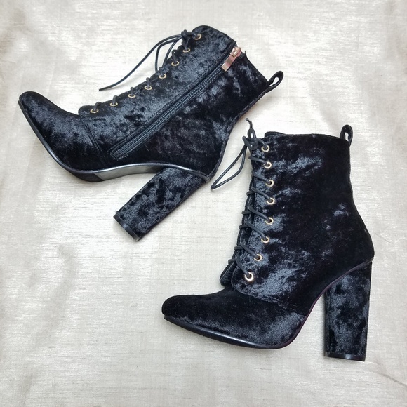 Catherine Malandrino Shoes - Catherine Malandrino Velvet Laceup Ankle Boots, 8M